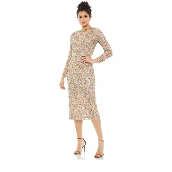 MAC DUGGAL EMBELLISHED ILLUSION SHEATH DRESS 5521 SIZE 16 - Picture 1 of 12